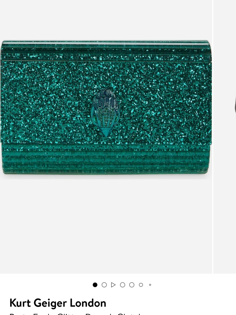 Kurt Geiger Teal Glitter drench party eagle  Evening Clutch Bag